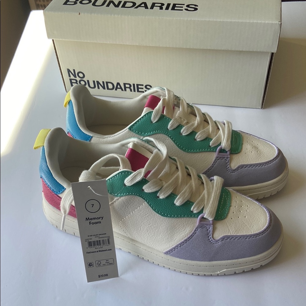 No Boundaries Cream and Green Retro Sneakers